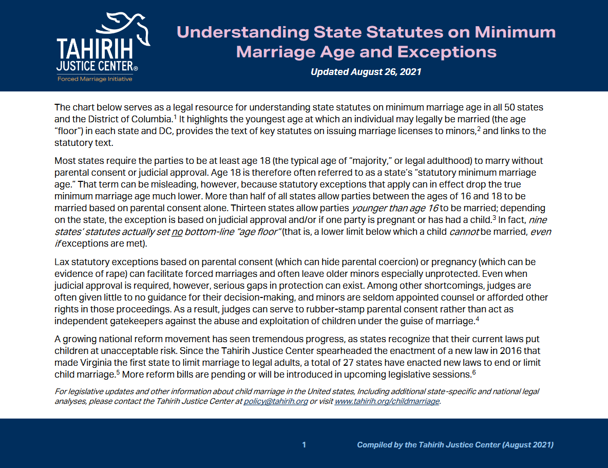 Understanding State Statutes on Minimum Marriage Age and Exceptions