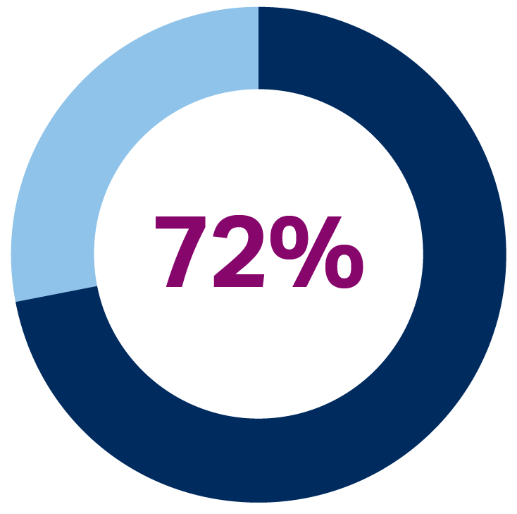Pie chart showing 72% of Tahirih Board members are women.