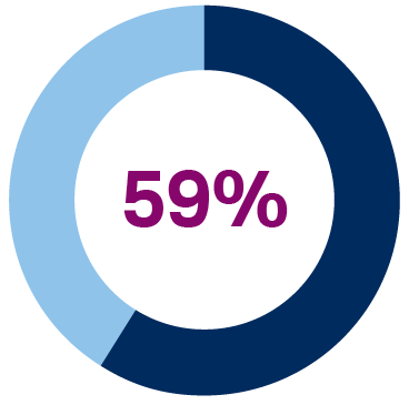 pie chart showing 59% of Tahirih board members identify as BIPOC women in 2022