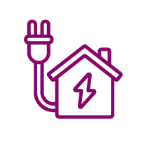 Icon: house with electrical plug and spark icon indicating utilities
